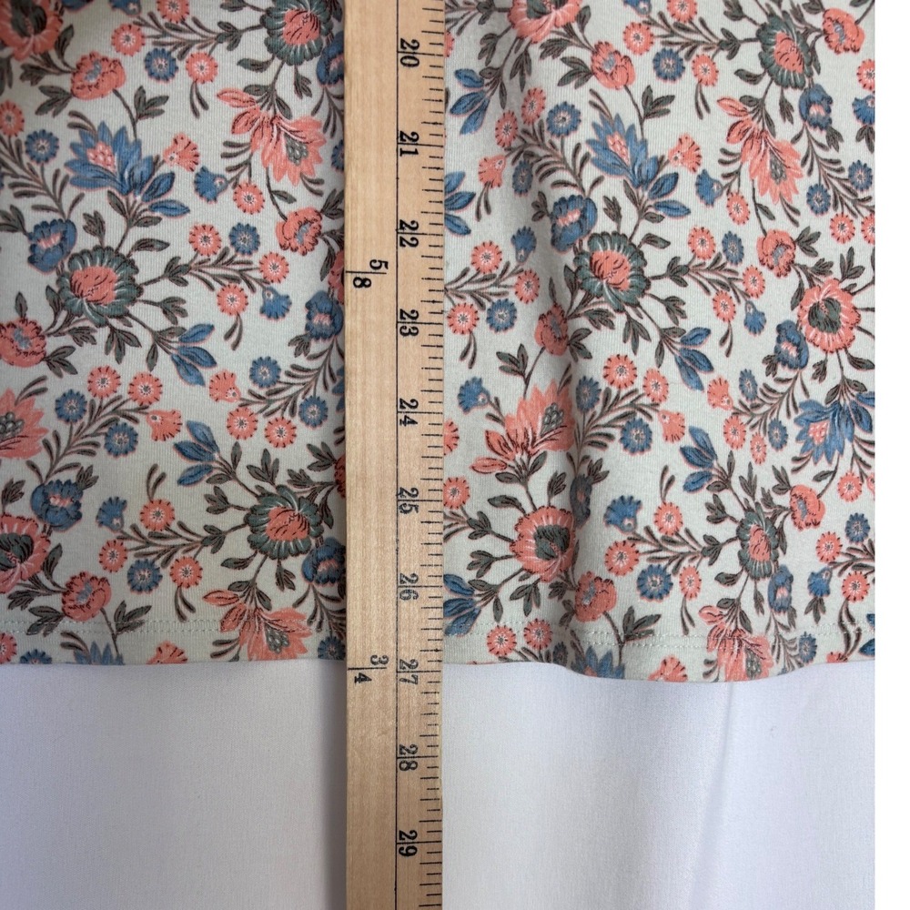 J. Jill Pima Cotton 3/4 Sleeve Scoop Neck Floral Tee Top Coral Blue 2XL - Picture 3 of 6